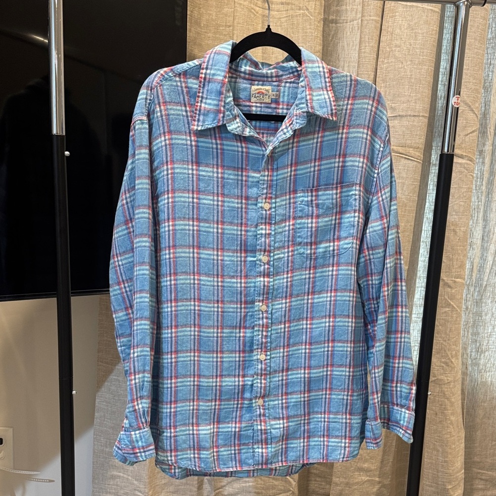 Faherty Blue Plaid Men's Shirt
